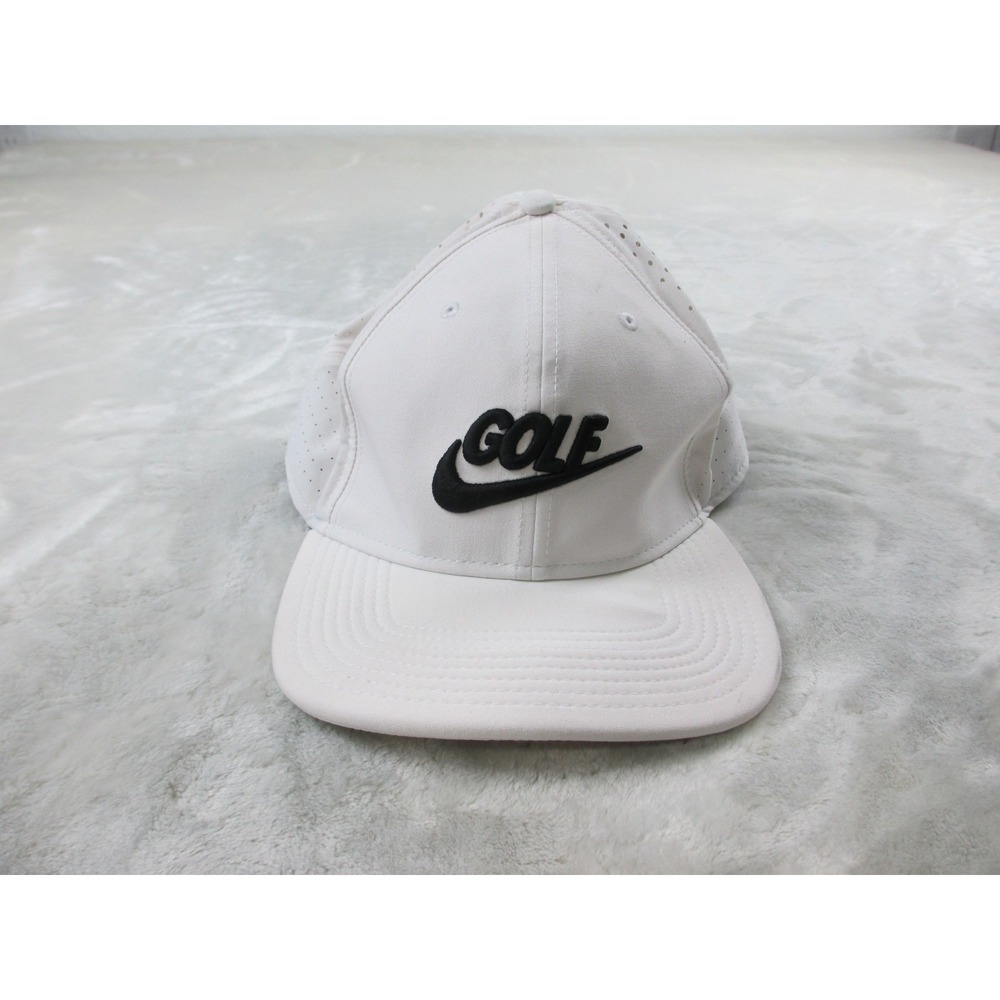 Nike Golf Hat Cap Fitted Mens OSFA White Snapback Golf Golfing USA*